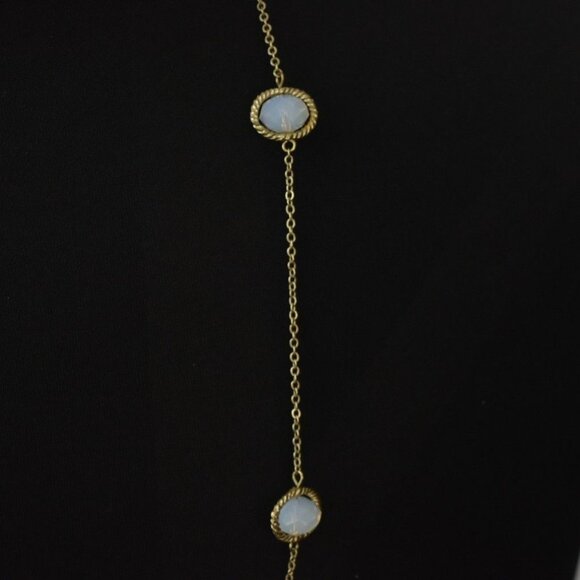 Gold-Tone Chain Necklace Opalescent Faceted Beads - Picture 4 of 4